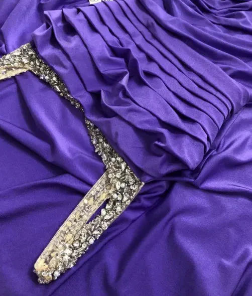 2025 Long Purple Mermaid  Prom Dress Square Neck Formal Dress Straps With Beadings