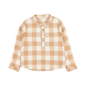 7837.GINGHAM SHIRT-Caramel