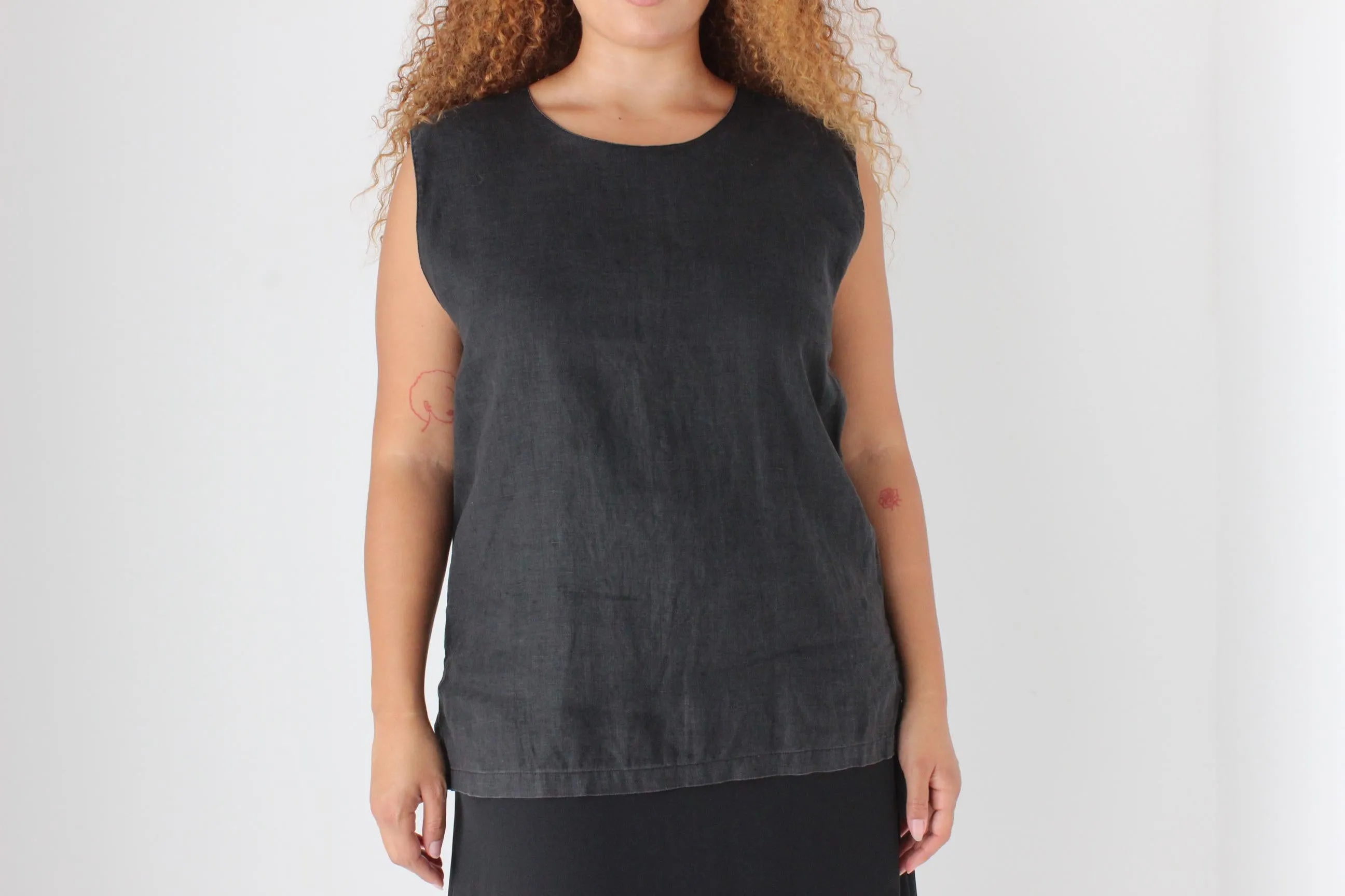 90s Pure Linen Soft, Relaxed Tank Top