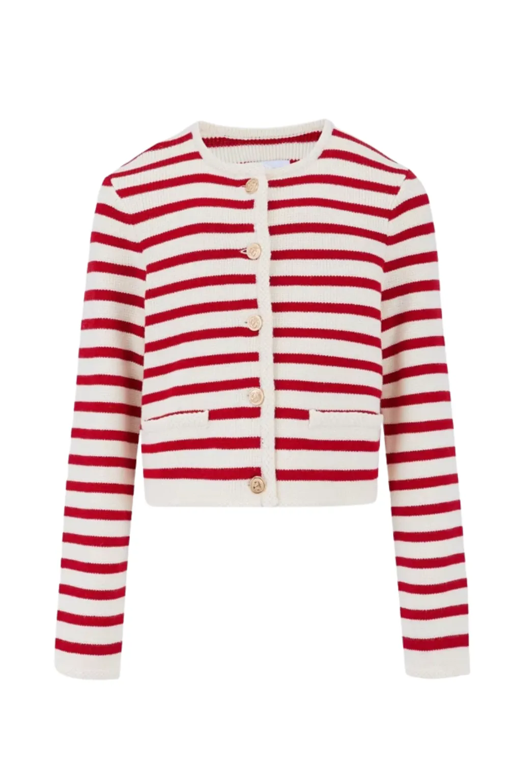 'Addison' Striped Round Neck Knitted Cardigan  (2 Colors)