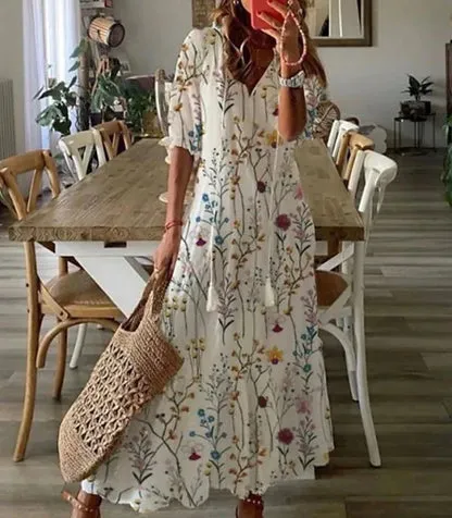 Ava™ Elegant Boho Dress with Tummy Coverage