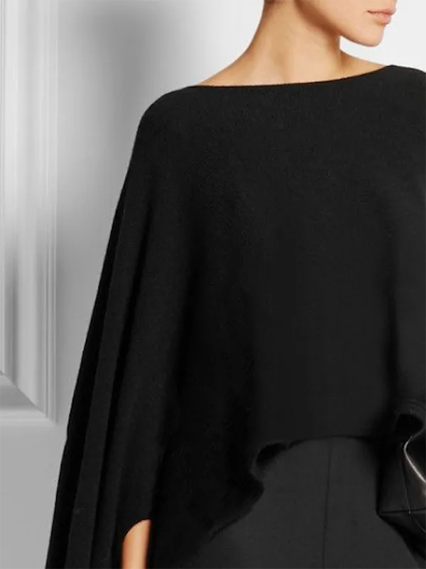 Batwing Sleeves Loose Solid Color Boat Neck T-Shirts Tops