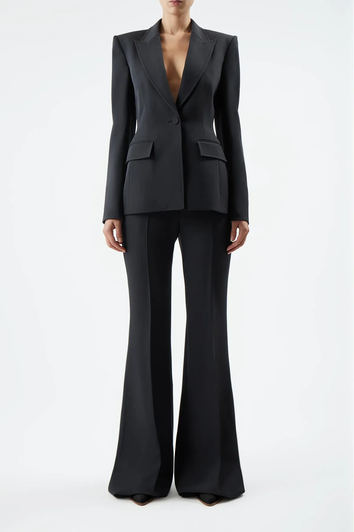 Bertha Blazer in Charcoal Virgin Wool