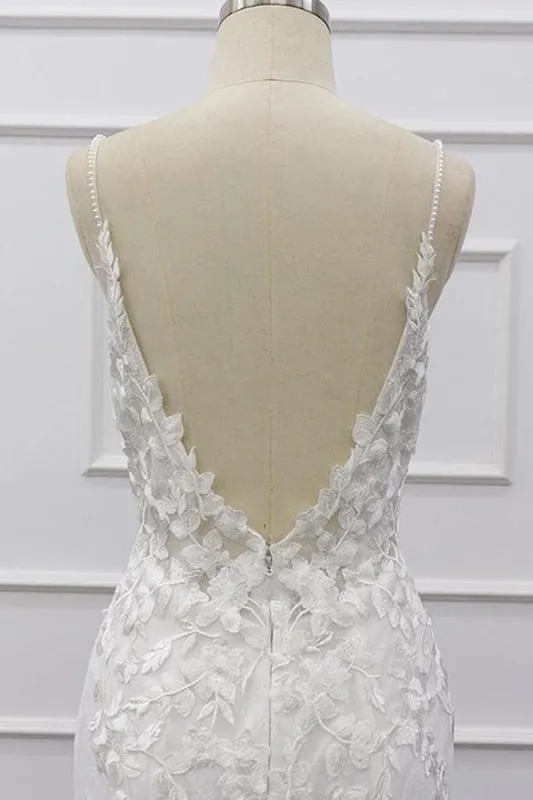 Best Spaghetti Strap Appliques Mermaid Elegant Wedding Dresses
