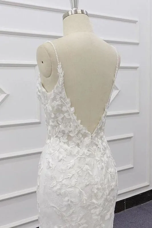 Best Spaghetti Strap Appliques Mermaid Elegant Wedding Dresses