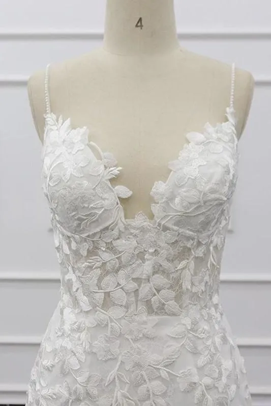 Best Spaghetti Strap Appliques Mermaid Elegant Wedding Dresses
