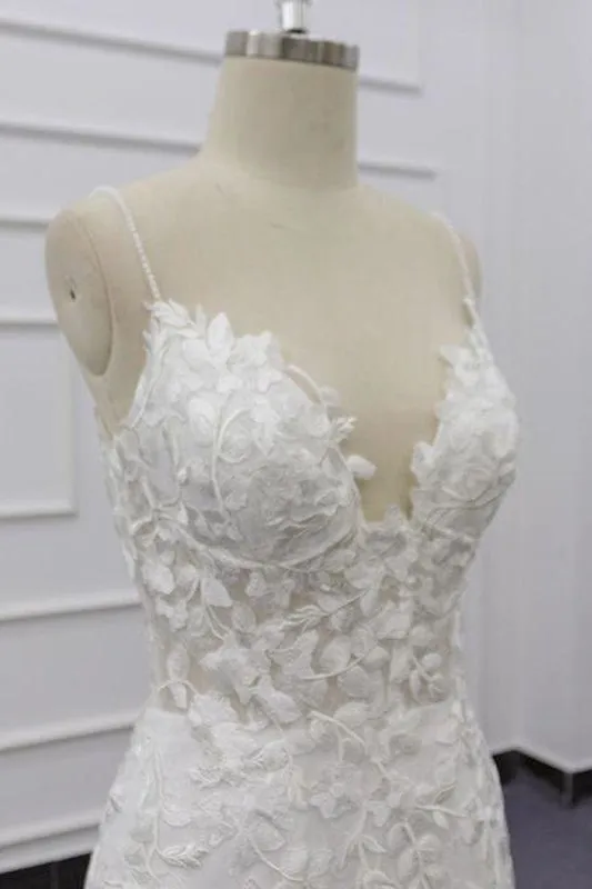 Best Spaghetti Strap Appliques Mermaid Elegant Wedding Dresses