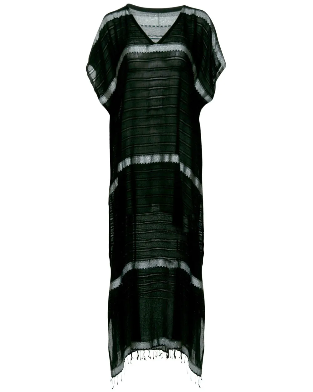 Black Tikuri Classic Caftan Midi Dress
