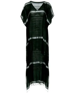 Black Tikuri Classic Caftan Midi Dress