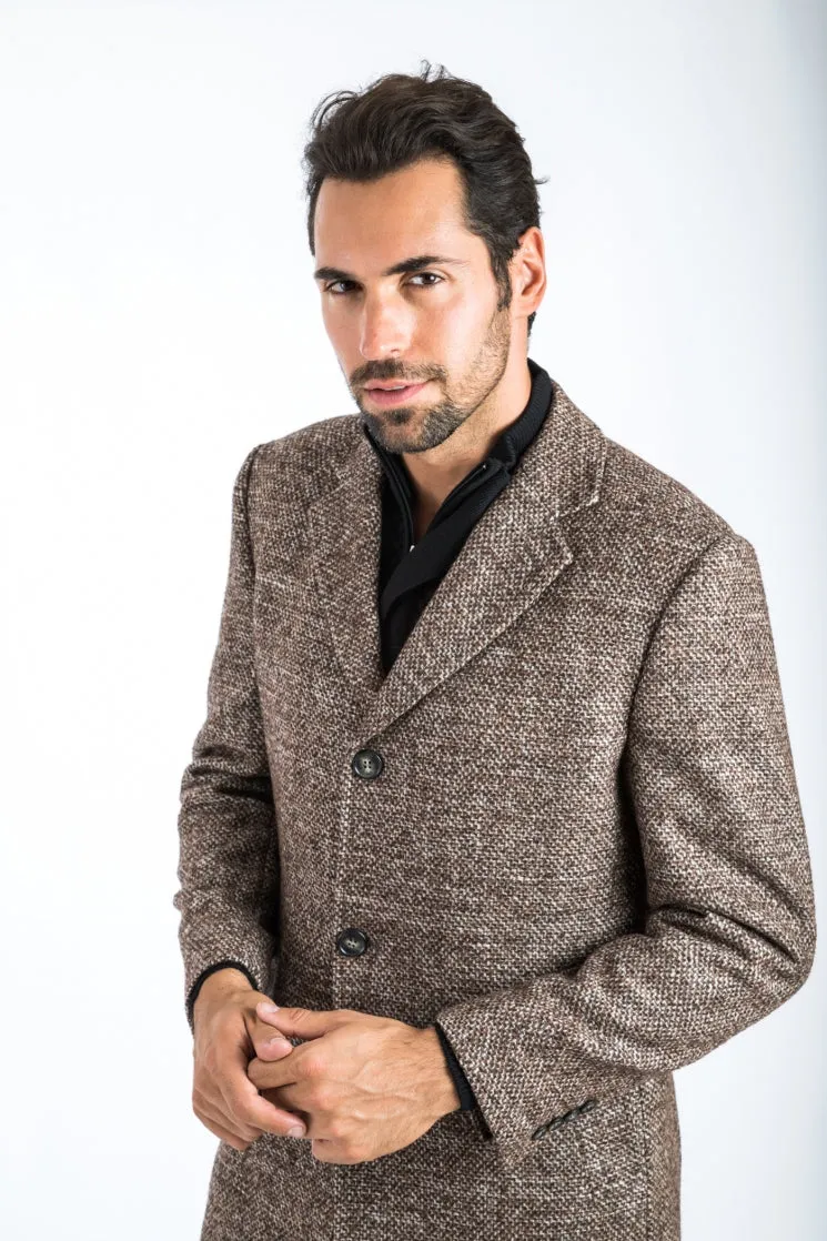 Brown Tweed Classic Fit Overcoat
