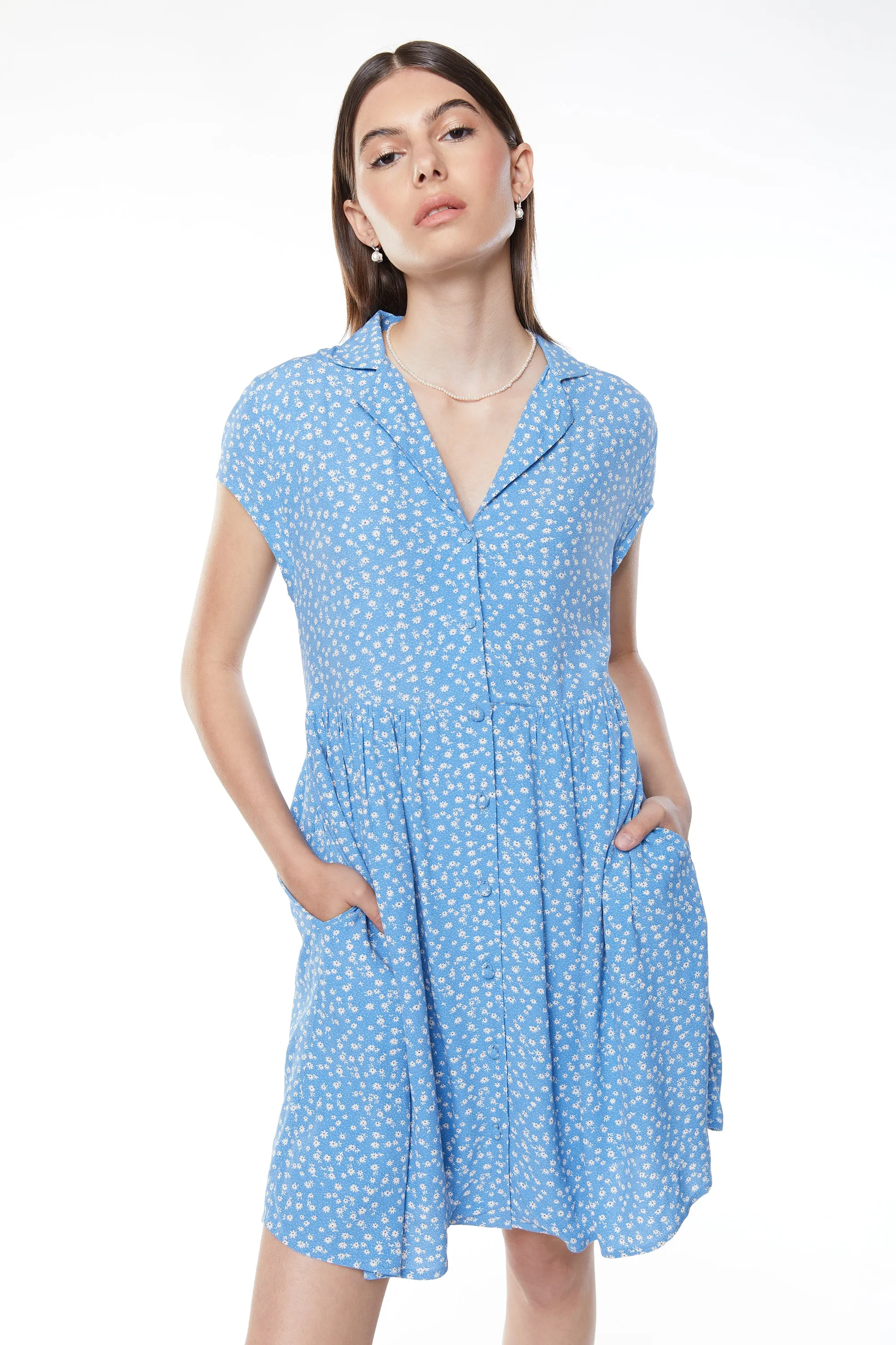 BUTTON UP MINI DRESS