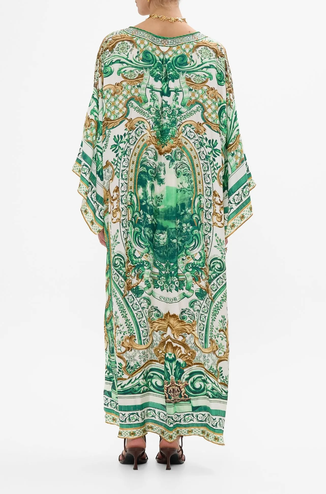 Camilla - Corridor Of Calm V Neck Kaftan with Ties