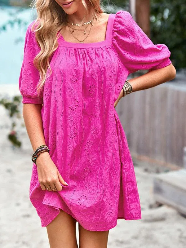 Chic Jacquard Square Neck Dress for Upscale Gatherings