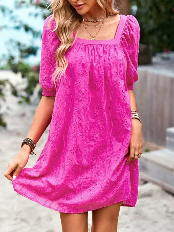 Chic Jacquard Square Neck Dress for Upscale Gatherings