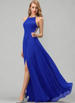 Chiffon Dresses Neck Round Formal Dresses Chanel A-line