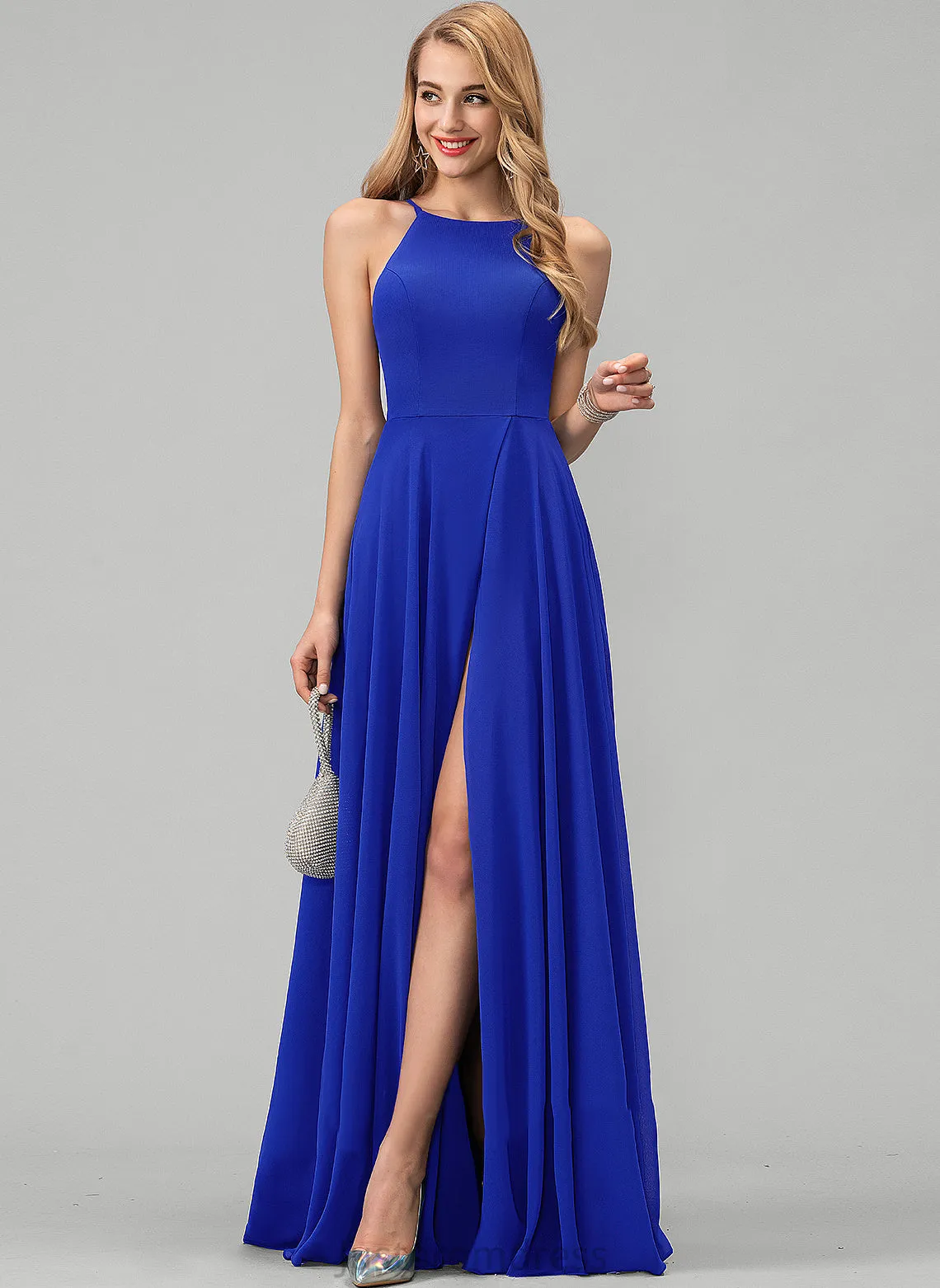 Chiffon Dresses Neck Round Formal Dresses Chanel A-line