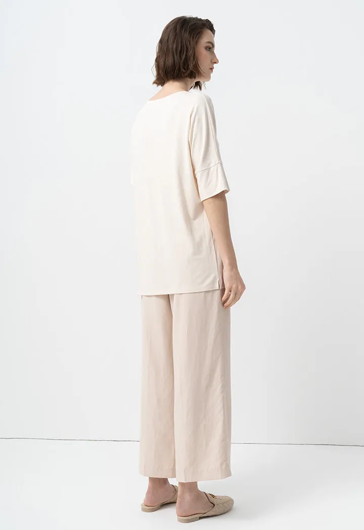 Choice Basic Crew Neck T-Shirt Beige