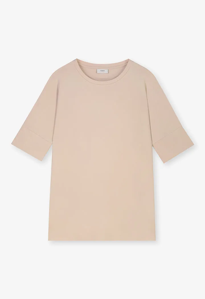 Choice Basic Crew Neck T-Shirt Beige