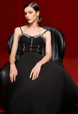 Choice Fashion Top With Crystal-Stone Embellished Black