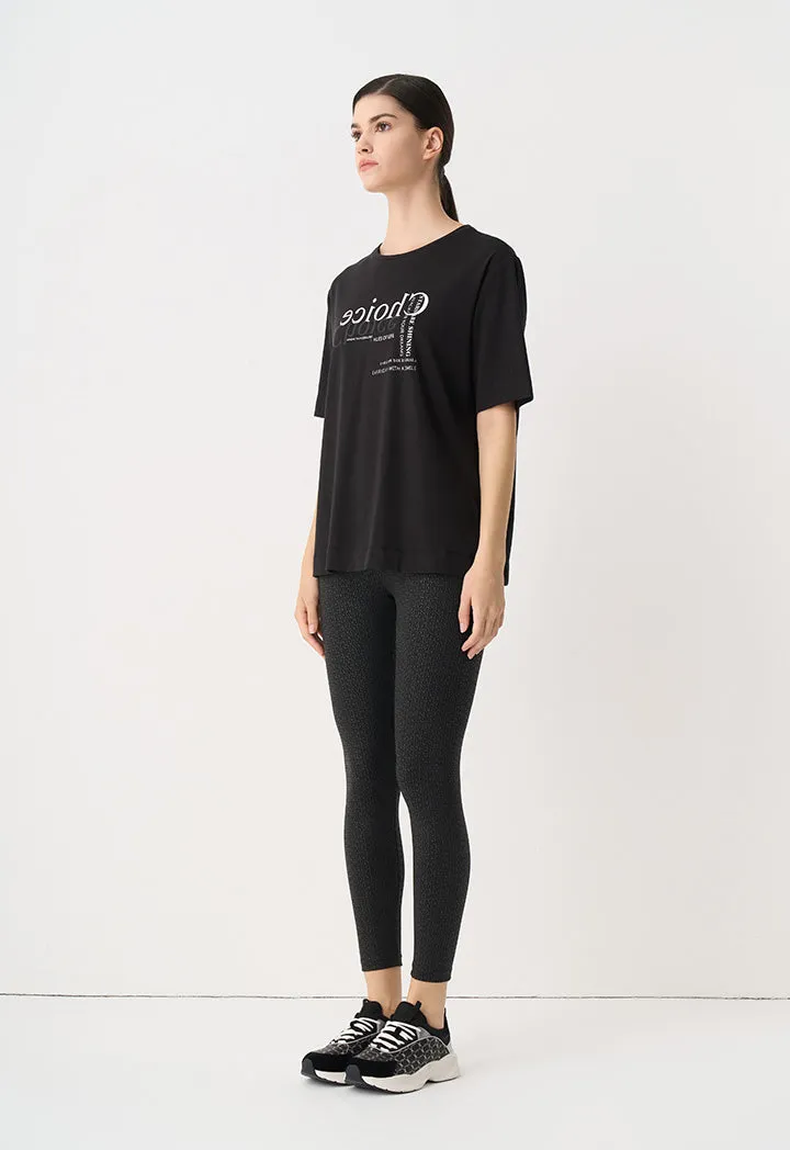 Choice Printed Motif At Front T-Shirt Black