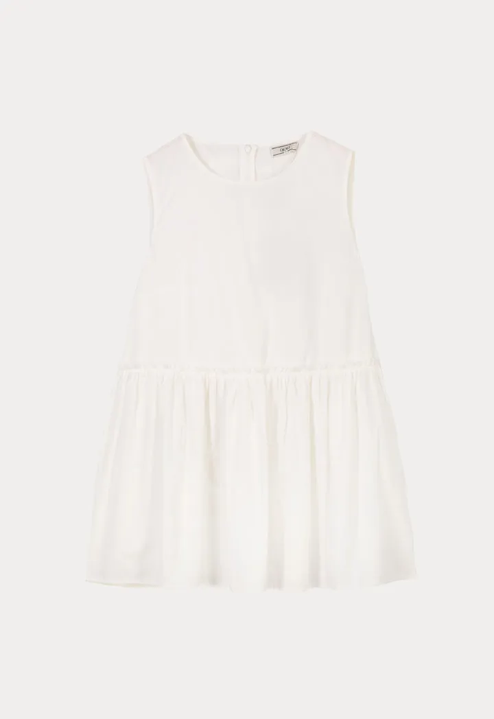 Choice Sleeveless Solid Gathered Top Offwhite