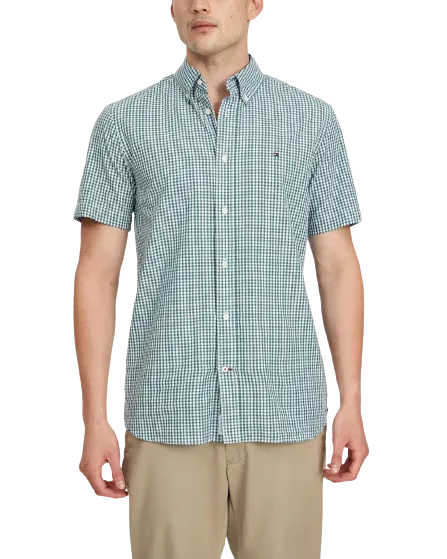 Classic Gingham Short Sleeve Shirt - Steel Sea & White