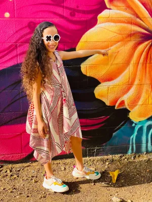 Coradorables GIRLS Red Geo Tribal Handkerchief Dress