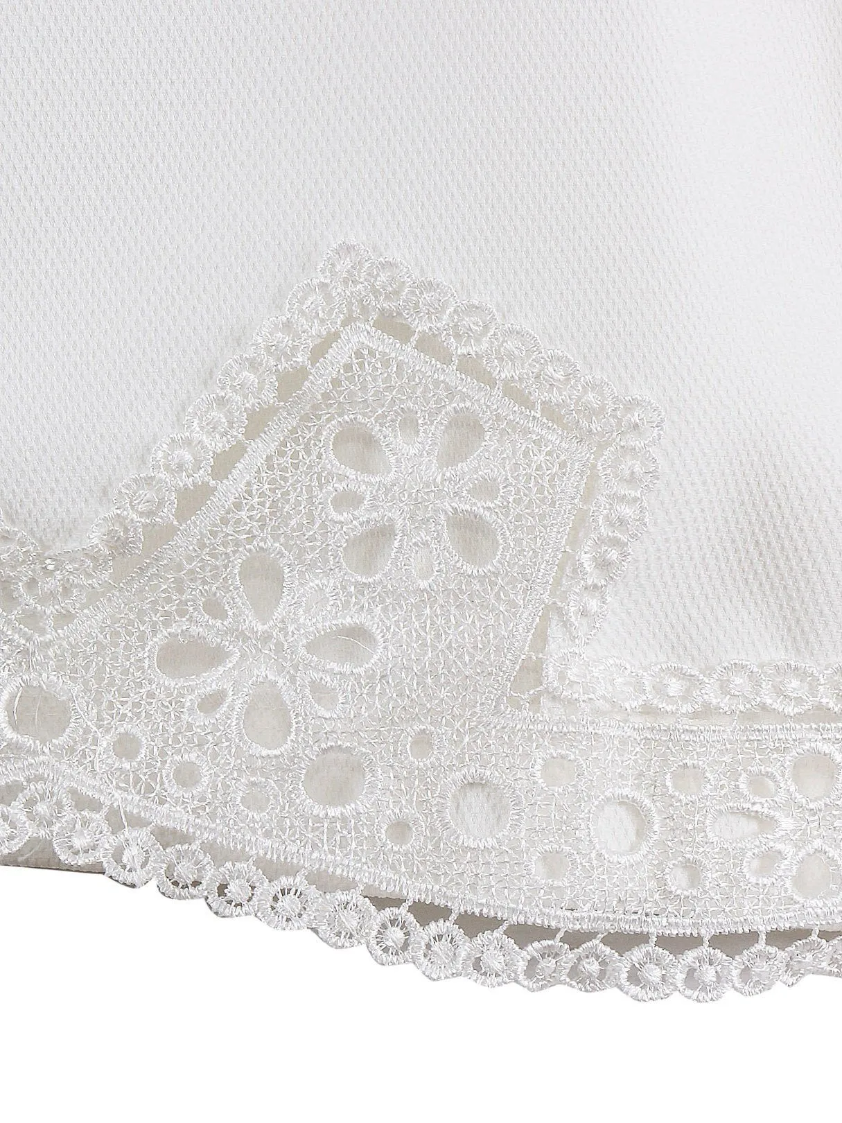 Custom Round Neck Lace Half Sleeve Irregular Hem White T-Shirts
