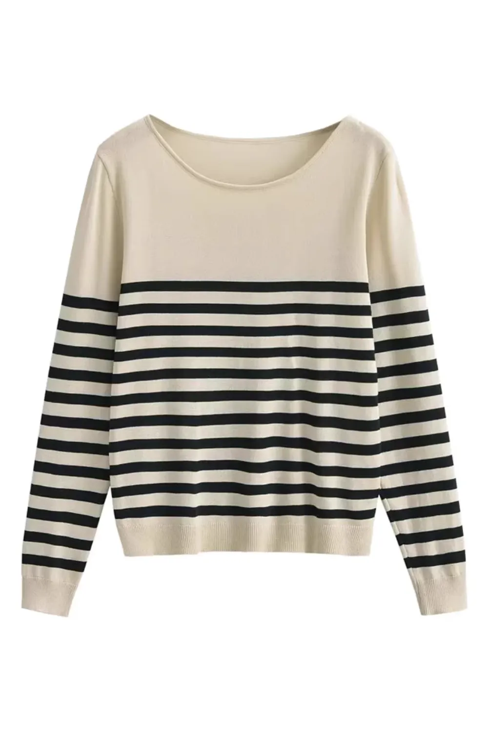'Ellen' Round-Neck Striped Pullover (2 Colors)