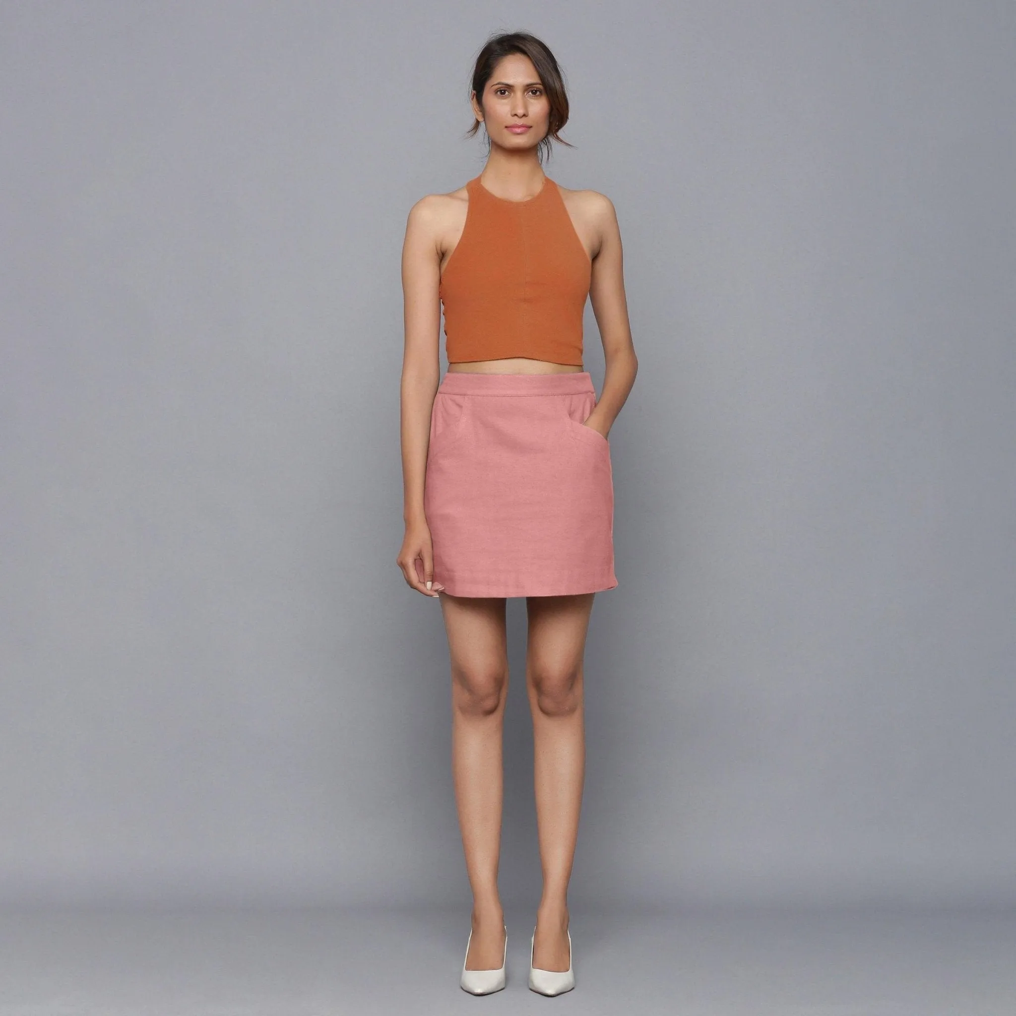 English Rose Warm Cotton Flannel Mini Pencil Skirt