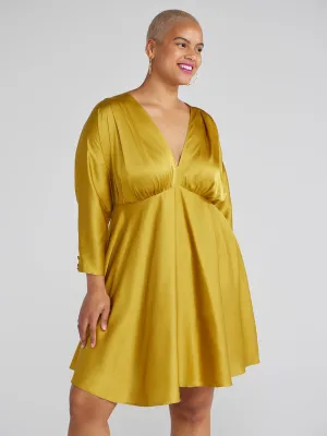 Fashion To Figure - Luciana Deep V-Neck Satin Dress