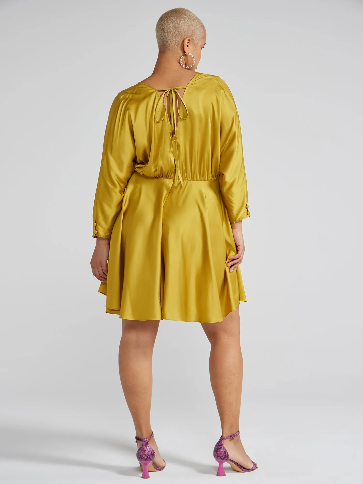 Fashion To Figure - Luciana Deep V-Neck Satin Dress