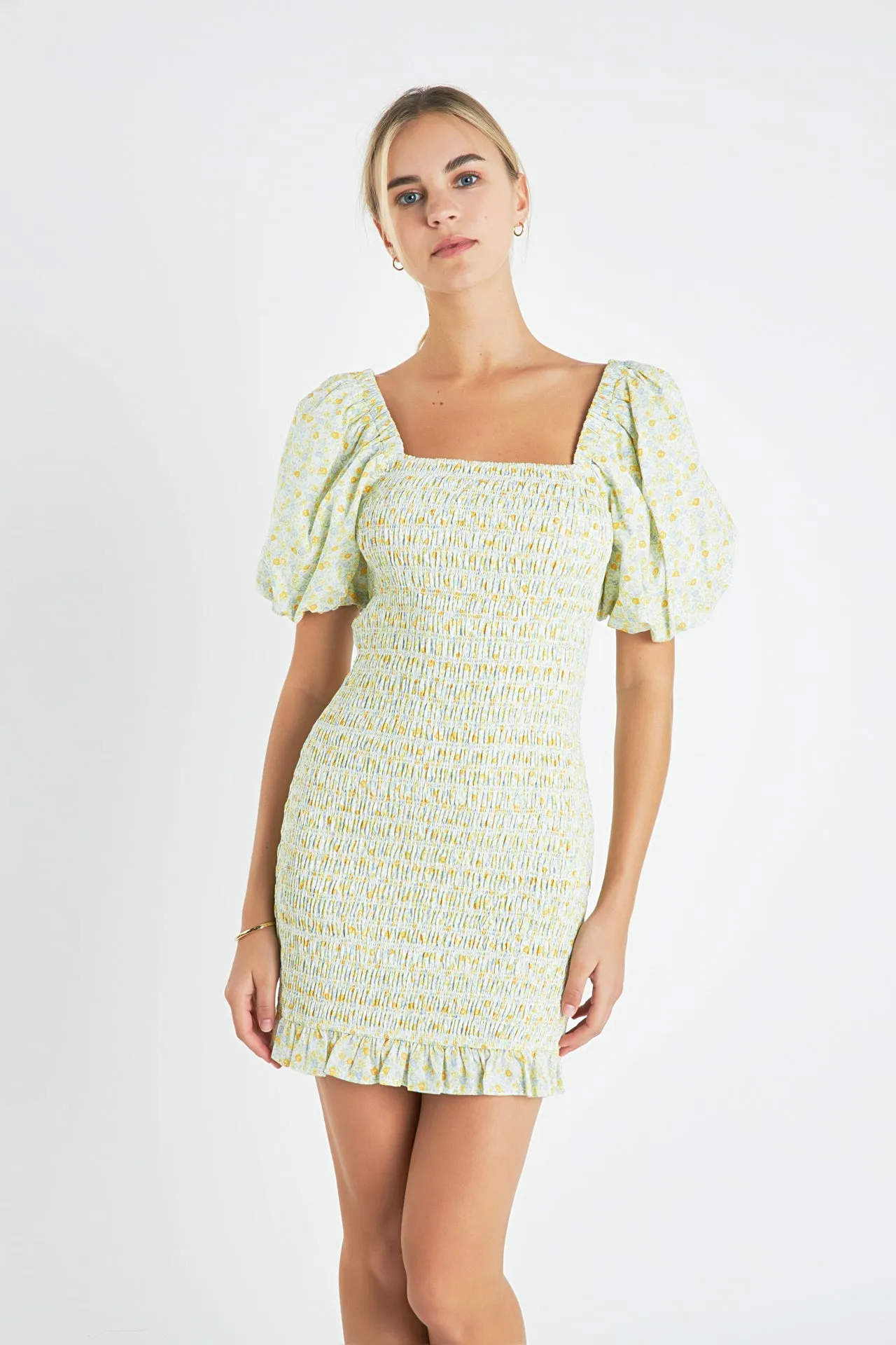 Floral Smocked Mini Dress