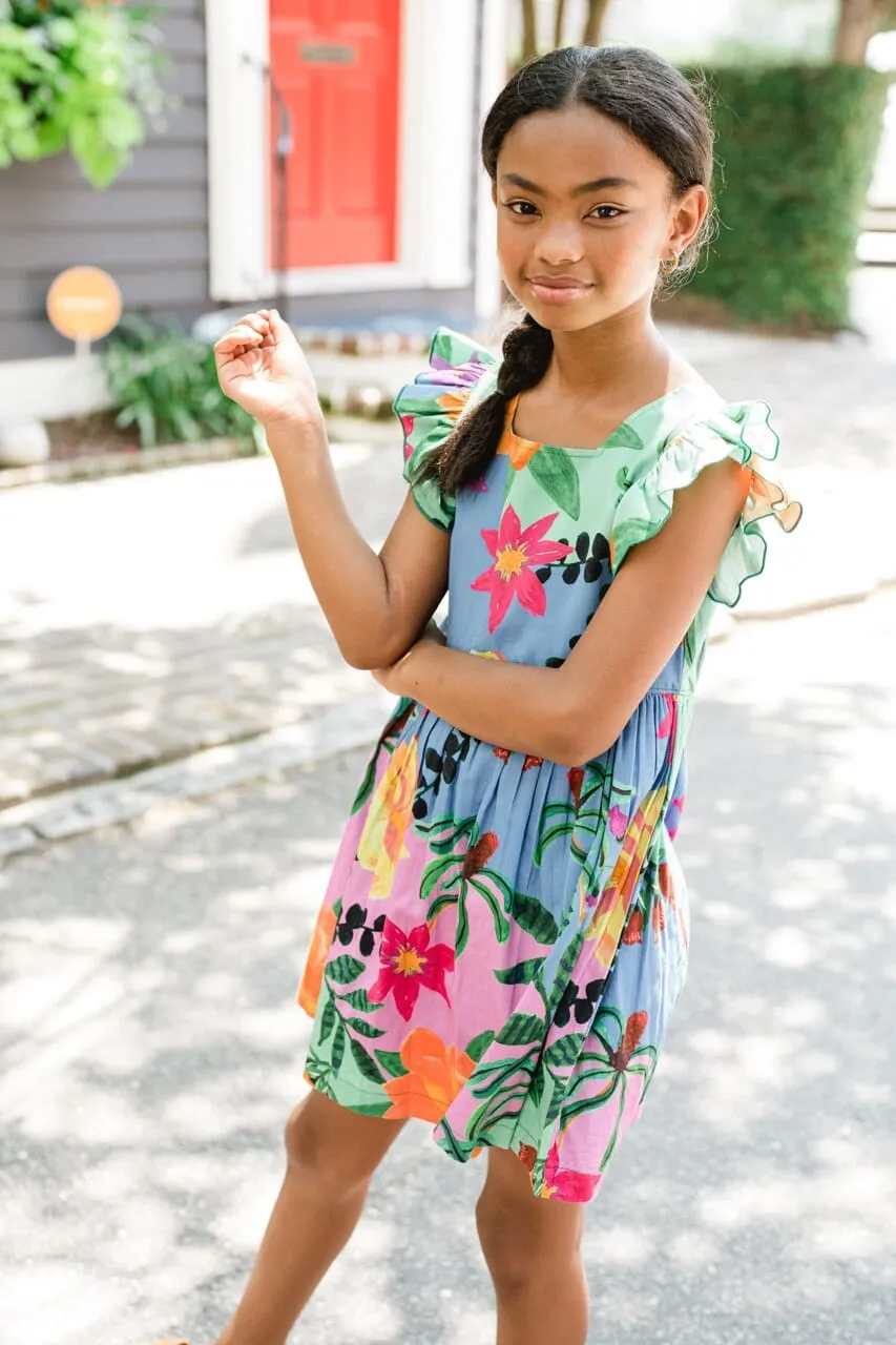 Girls Nellie Flutter Sleeve Dress