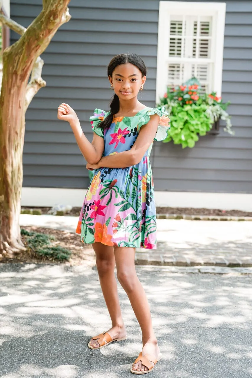 Girls Nellie Flutter Sleeve Dress