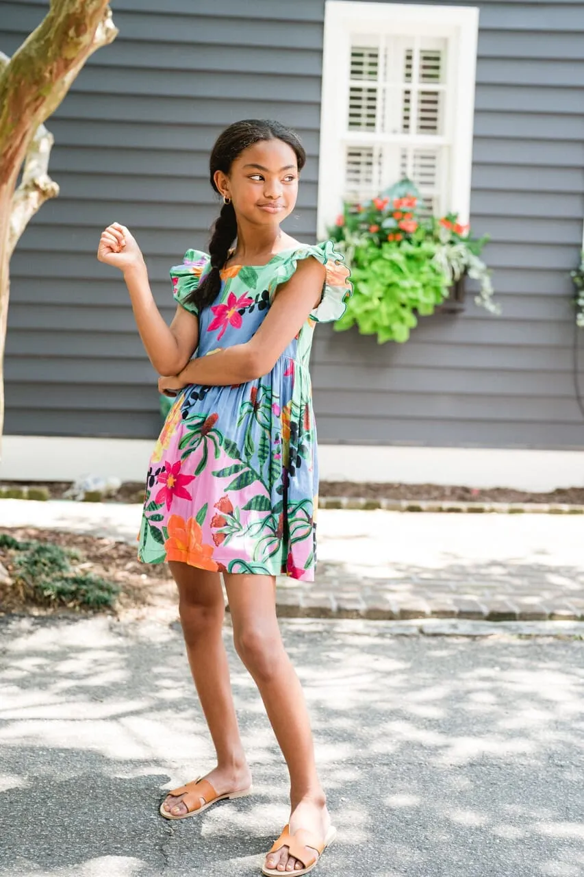 Girls Nellie Flutter Sleeve Dress