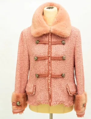 Gucci Pink Tweed Jacket with Fur collar and cuffs