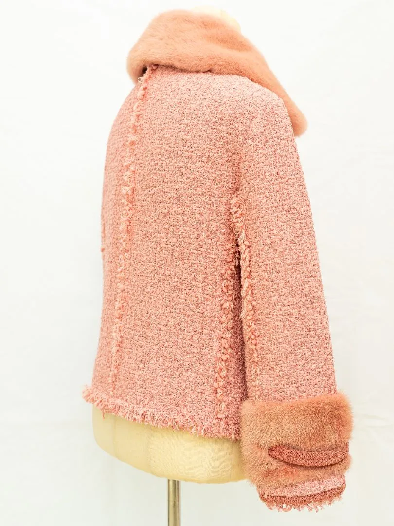 Gucci Pink Tweed Jacket with Fur collar and cuffs