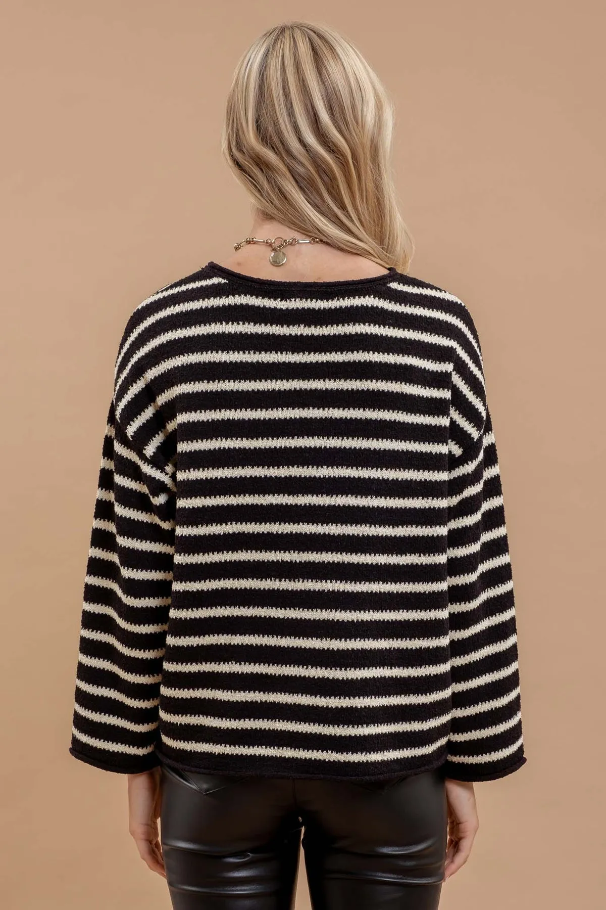 Hannah Black   Ivory Striped Sweater