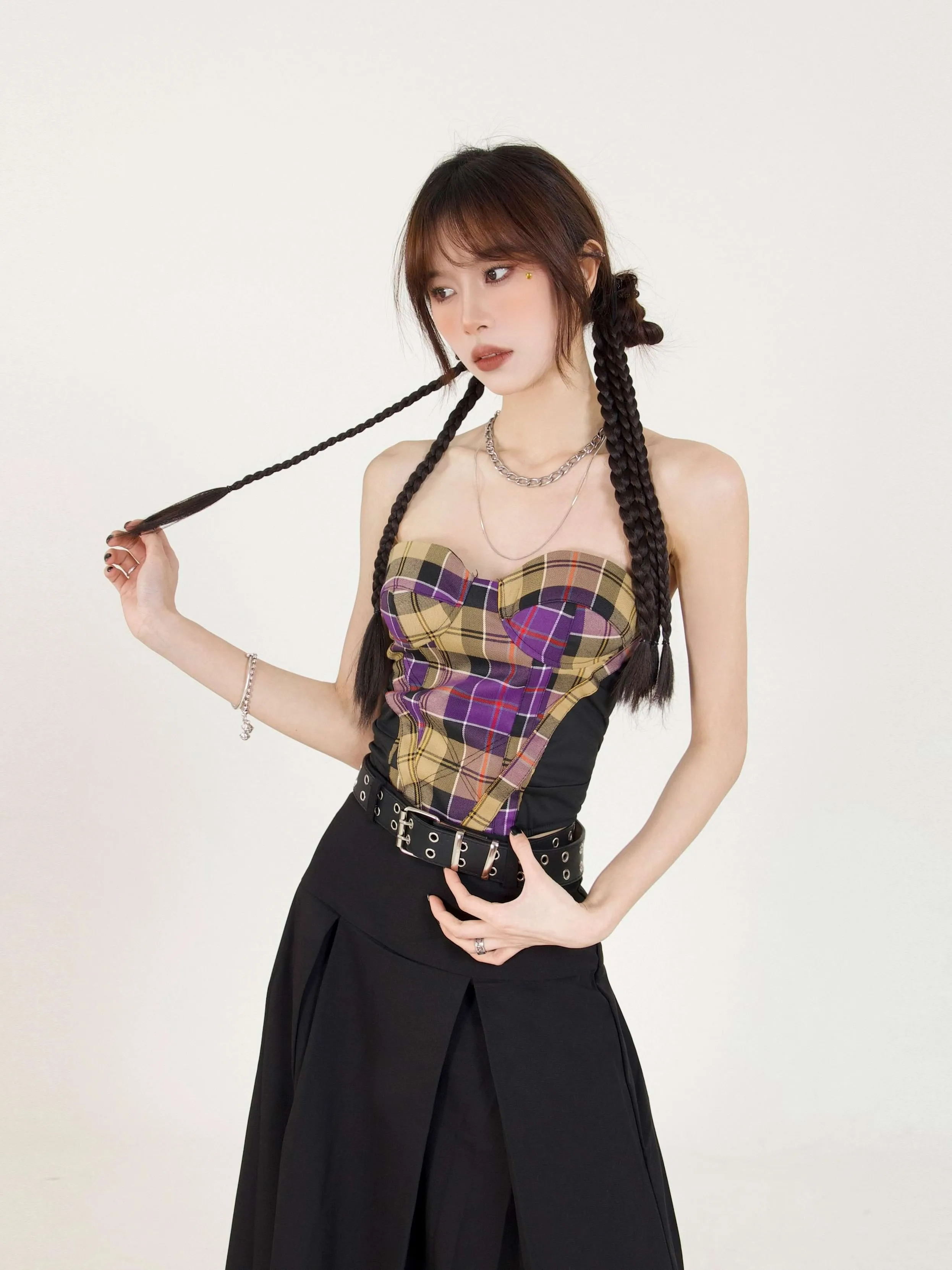 Heart Shape Plaid Tube Top