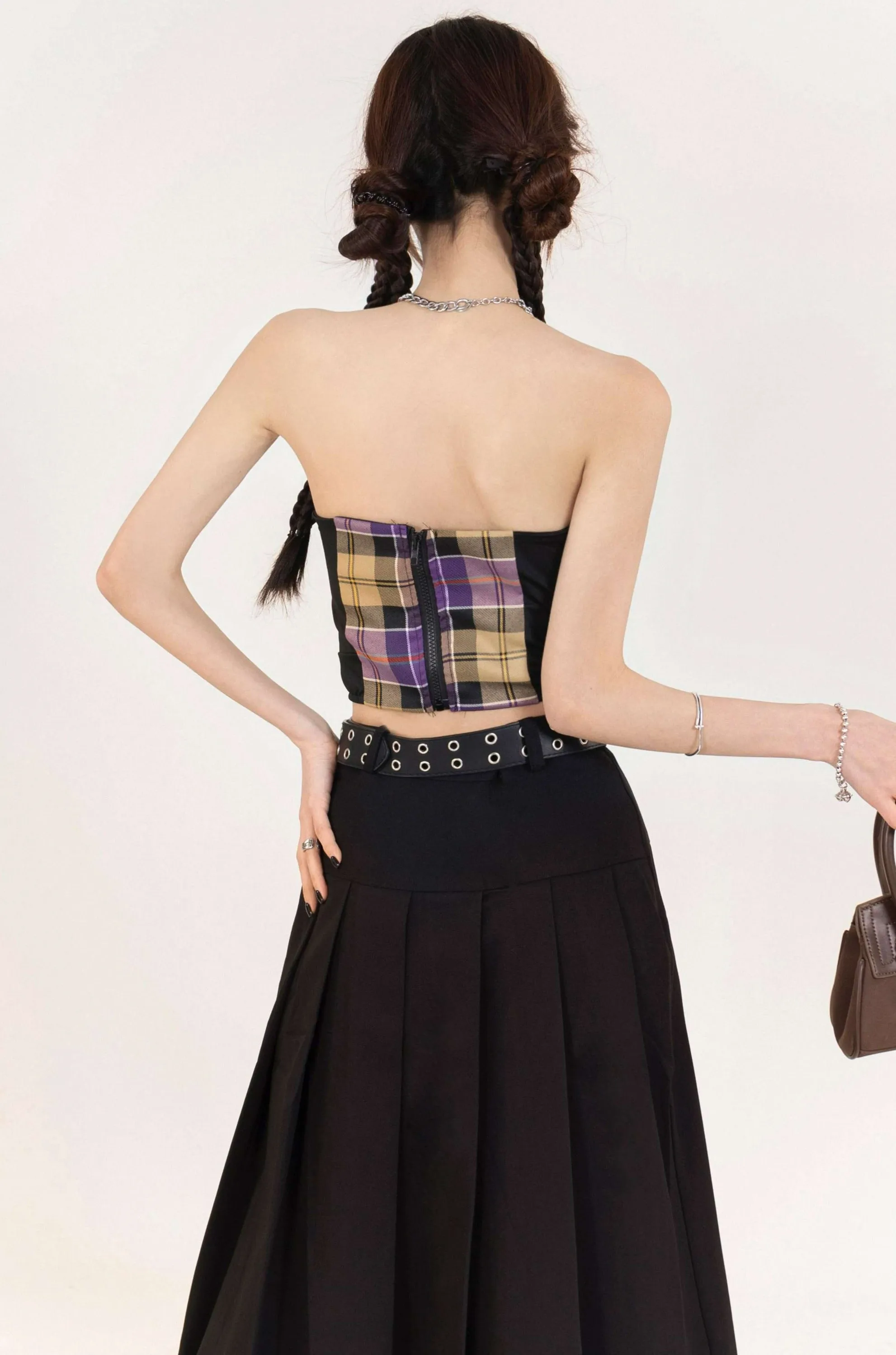 Heart Shape Plaid Tube Top