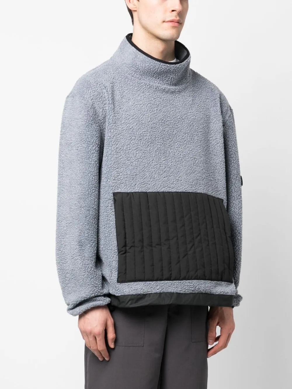 high-neck fleece jumper