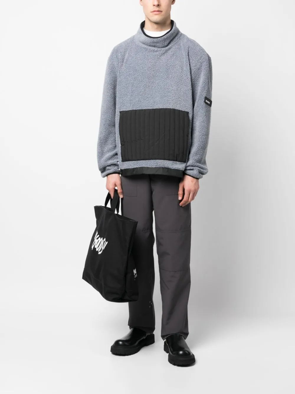 high-neck fleece jumper