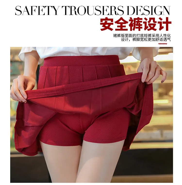 High Waist Skirt Summer Student Korean Chequered Elastic Slim Look Fresh Looking Pleated Women Skirt