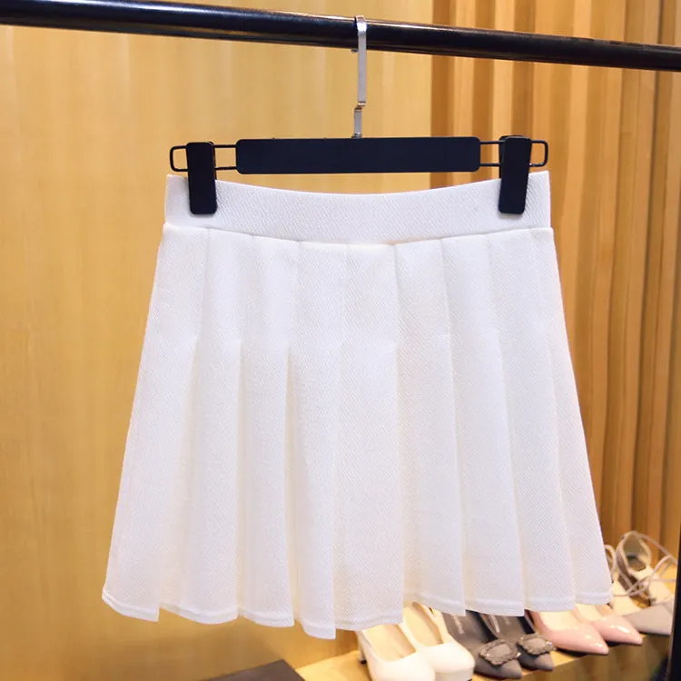 High Waist Skirt Summer Student Korean Chequered Elastic Slim Look Fresh Looking Pleated Women Skirt