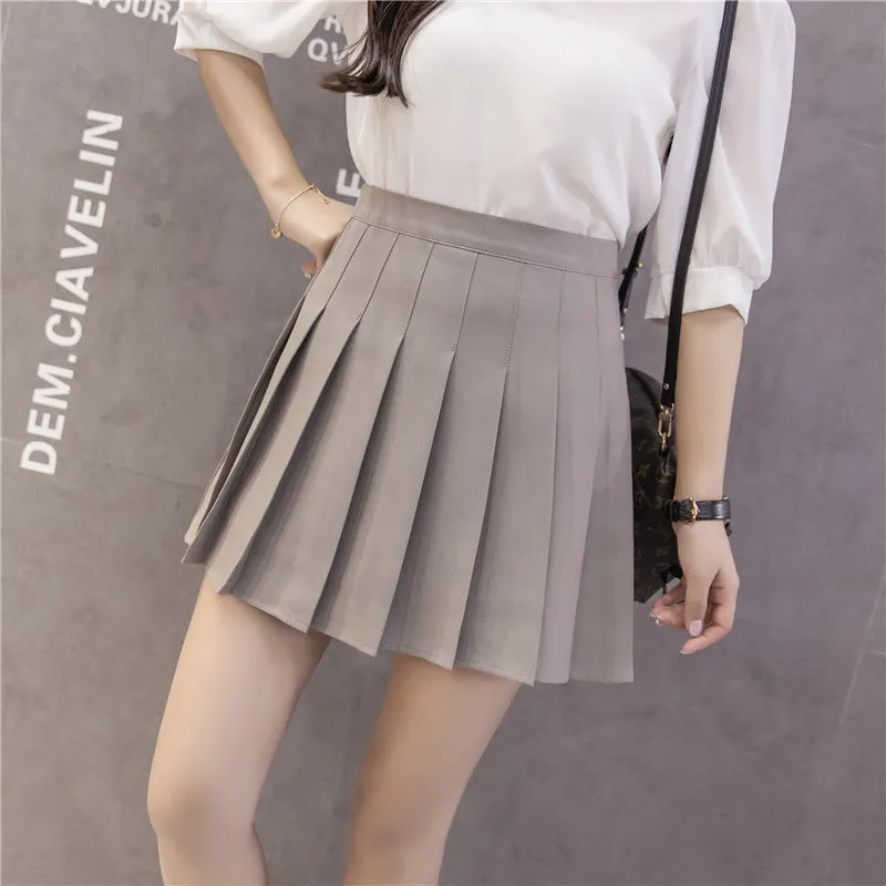 High Waist Skirt Summer Student Korean Chequered Elastic Slim Look Fresh Looking Pleated Women Skirt