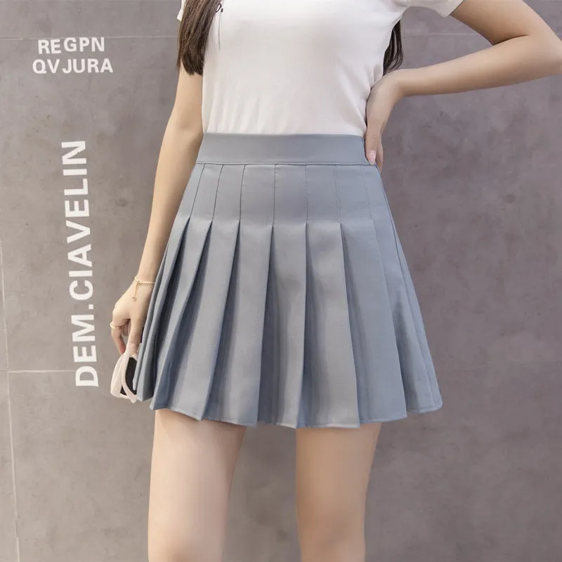High Waist Skirt Summer Student Korean Chequered Elastic Slim Look Fresh Looking Pleated Women Skirt
