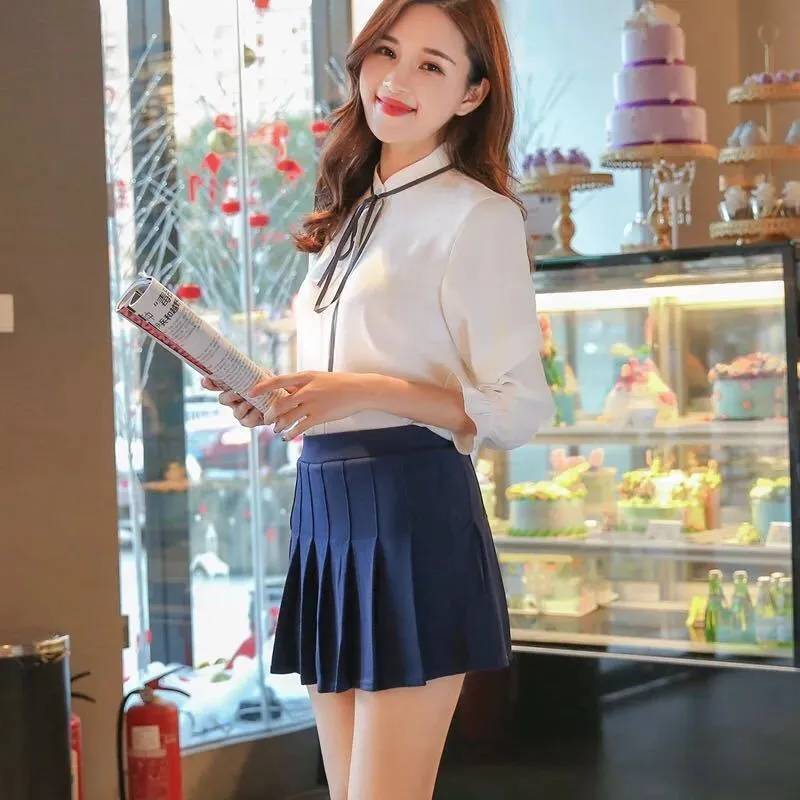 High Waist Skirt Summer Student Korean Chequered Elastic Slim Look Fresh Looking Pleated Women Skirt