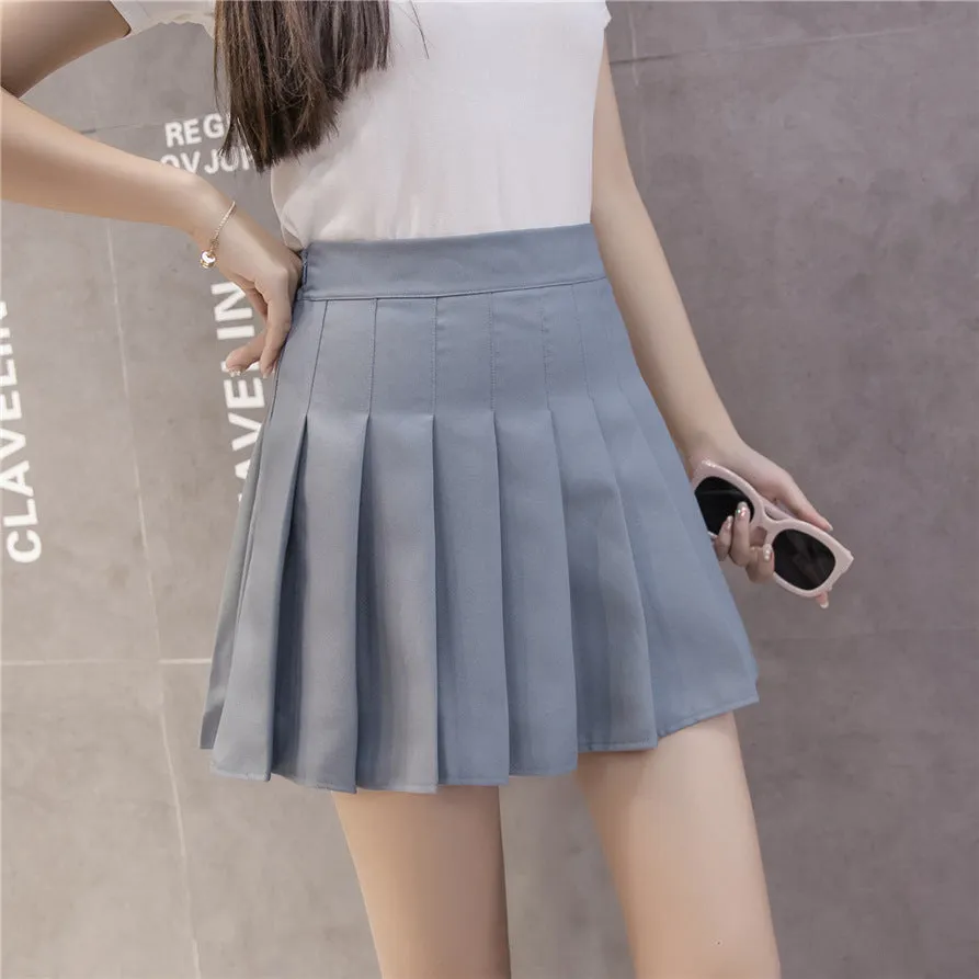 High Waist Skirt Summer Student Korean Chequered Elastic Slim Look Fresh Looking Pleated Women Skirt