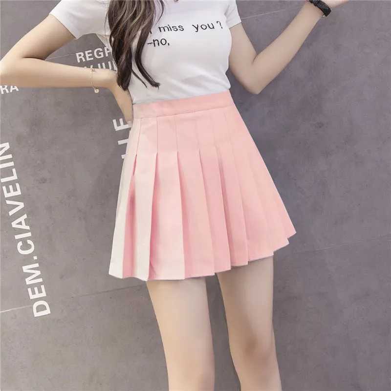 High Waist Skirt Summer Student Korean Chequered Elastic Slim Look Fresh Looking Pleated Women Skirt